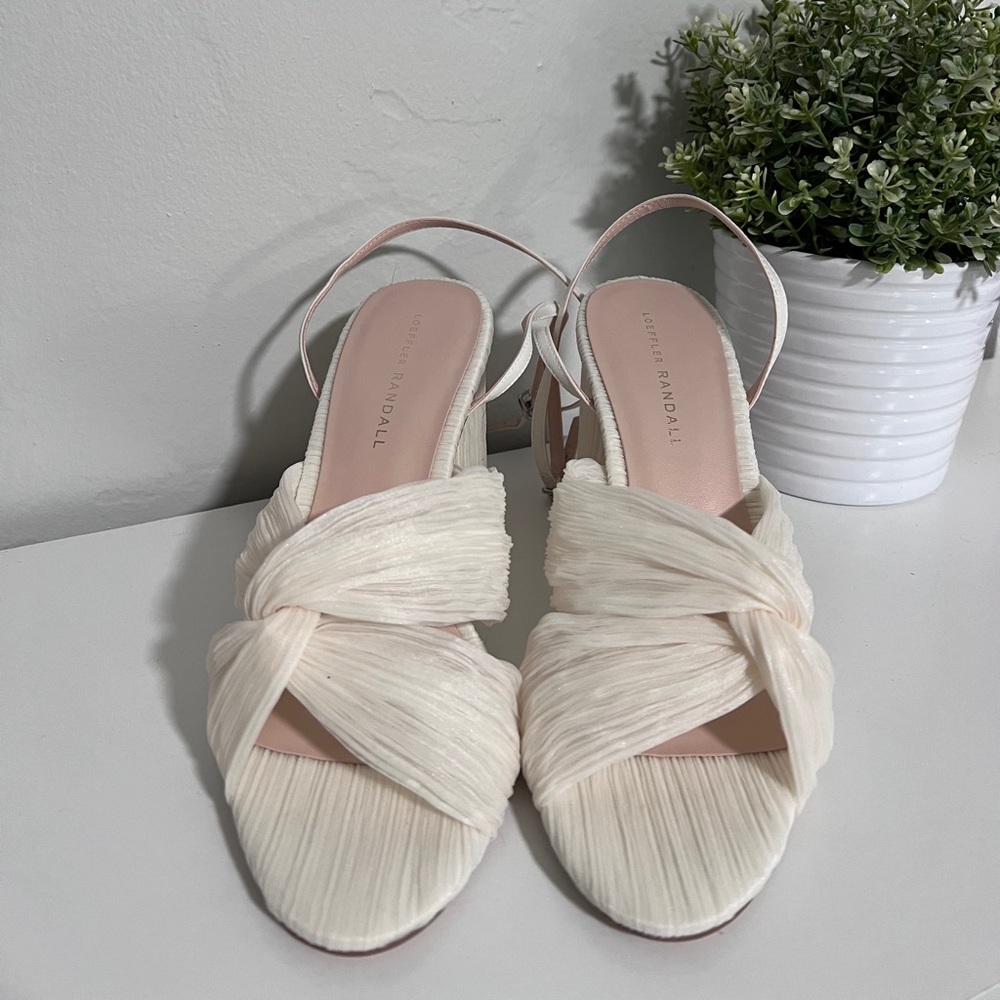 Loeffler Randall Cream Knotted Slingback Heels